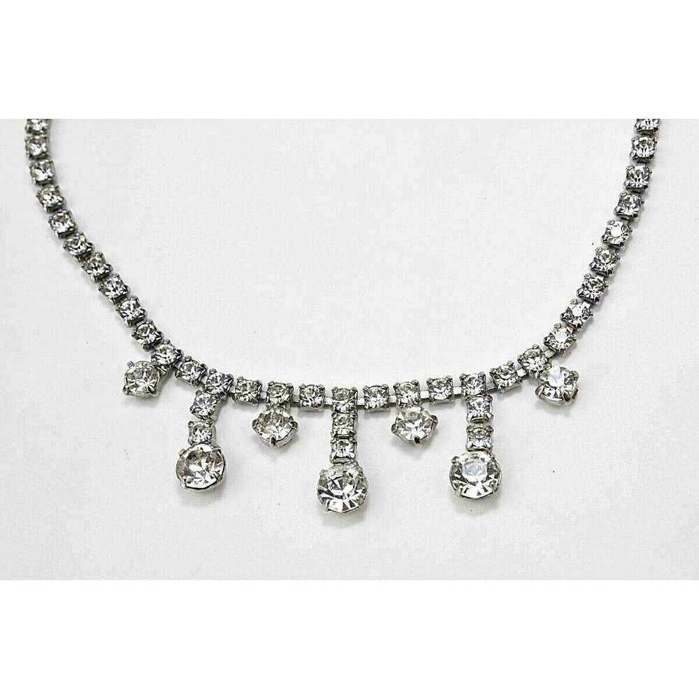 VTG Glam Regency Rhinestone Necklace Choker Party Prom Bridal Jewelry ~ ESTATE